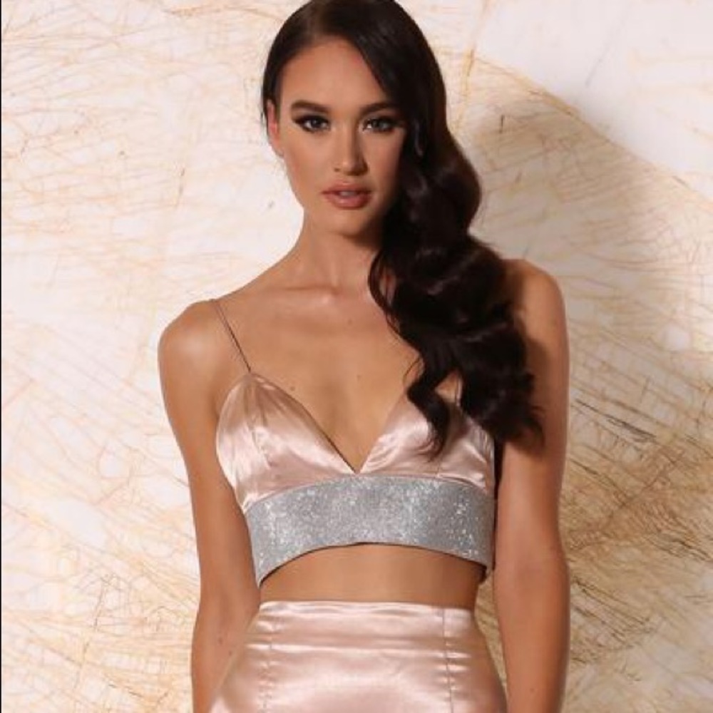 MESHKI Ilona Diamonte Bralette - XS Blush